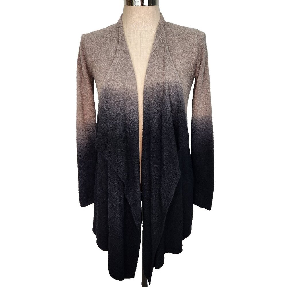Barefoot Dreams Bamboo Chic Lite Cardigan Sweater S/M Gray Blue Ombre Open Front
